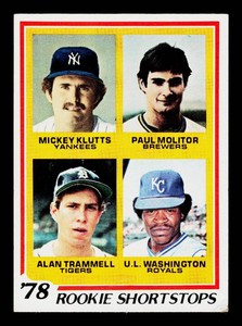 Paul Molitor and Alan Trammell RC 1978 Topps Rookie Shortstops #707 Vintage Baseball Card