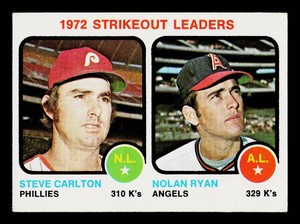 Nolan Ryan  Steve Carlton 1973 Topps Strikeout Leaders #67 Vintage Baseball Card
