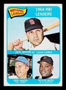 Willie Mays  Santo  Boyer 1965 Topps NL RBI Leaders #6 Vintage Baseball Card