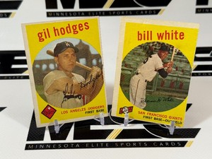 Gil Hodges  Bill White 2-Card 1959 Topps Vintage Baseball Lot