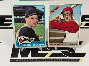Rocky Colavito 1965 and 1966 Topps 2-Card Vintage Baseball Lot