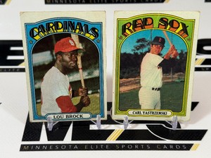 Lou Brock  Carl Yastrzemski 1972 Topps 2-Card Vintage Baseball Lot