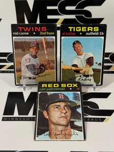 1971 Topps 3-Card Star Vintage Baseball Lot - Yaz, Kaline, Carew