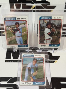 1974 3-Card Minnesota Twins Vintage Baseball Lot - Rod Carew, Tony Oliva, Bert Blyleven