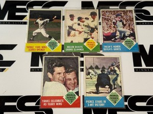 1963 Topps Baseball 5-Card World Series Vintage Lot - #142, 145, 146, 147, 148