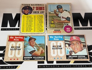 1968 Topps 4 Card Vintage Star Lot - Killebrew, Cepeda, Maricha, Smith