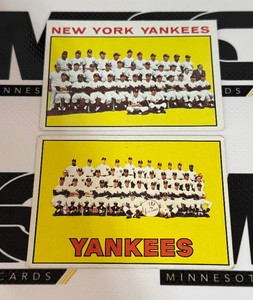 1964 and 1967 Topps New York Yankees Team Cards w Mantle #433 and #133 Vintage Baseball