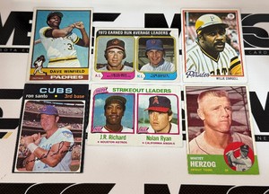 1960s-70s Vintage Baseball 6-Card Star Lot - Winfield, Santo, Ruan, Santo ad More