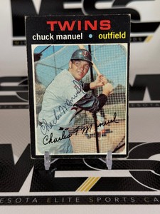 Charlie Manuel Autographed 1971 Topps #744 (High Number) Vintage Minnesota Twins Baseball Card