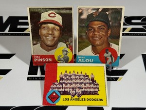 1963 Topps Baseball 3 Card Vintag Lot #270 Felipe Alou, #337 LA Dodgers, #265 Vada Pinson