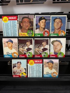 1963 Topps Baseball 11-Card Vintage Lot of Semi-Stars and Checklists