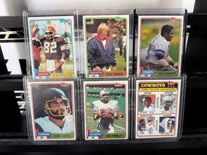 1981 Topps 6 Star Vintage Football Card Lot - Simms, Dorsett, Newsome, Fouts, Stabler