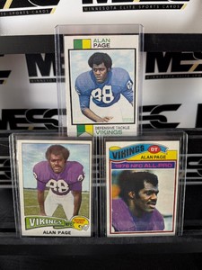 Alan Page 2 Card Vintage Minnesota Vikings Football Lot - 1973, 1975, 1977