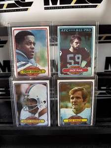 1980 Topps Football 4 Vintage Star Card Lot - Dorsett, Ham, Griese, Csonka