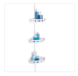 $42 Glacier Bay White Shower Pole Caddy with 3 Adjustable Baskets