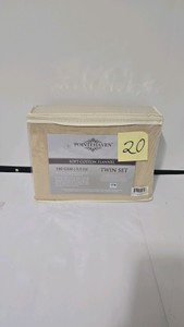 $50 Pointehaven 180 GSM Cotton Flannel Deep Pocket Twin Sheet Set, Parchment