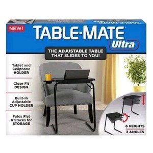 $ 40 Table-Mate Ultra Adjustable Folding Table with Cup Holder, Black