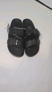 Mission Ridge Mens Black Double-Buckle Cork Sole Sandals, Size M (1011)