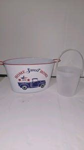 Home Sweet Home Patriotic Metal Beverage Tub with Plastic Insert