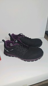 $130  Lot 62  Reebok Work Sublite Cushion Work RB492 Womens Composite Toe Athletic Work Shoes, BlackPlum