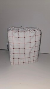 Lot 65  Queen 4-Piece Sheet Set, White Windowpane Check with Orange, Blue & Peach (Target Brands)