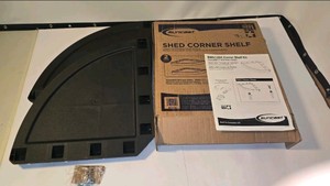 $35  Lot 87  Suncast BMSC2BK Shed Corner Shelf 2-Pack, Black