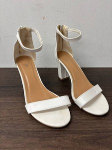 White Ankle-Strap Block-Heel Sandals