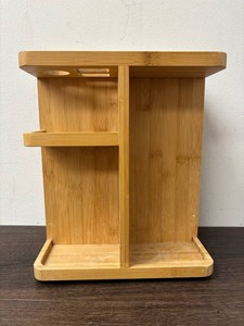 Bamboo Rotating Countertop Organizer With Multiple Shelves