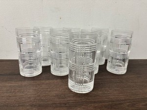 Pressed-Glass Geometric Tumblers With RL Monogram (Lot of 7)