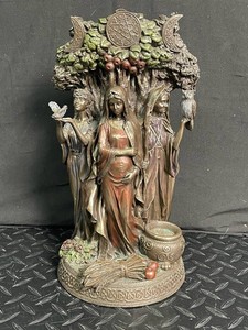 Fantasy Tree of Life Figurine With Three Goddesses and Animals