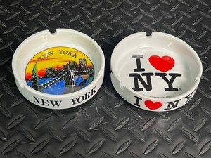 New York Ceramic Souvenir Ashtrays - Skyline & I Love NY (Lot of 2)