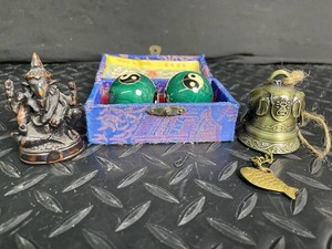 Chinese Decorative Ganesha, Yin-Yang Balls & Bell Mixed Lot