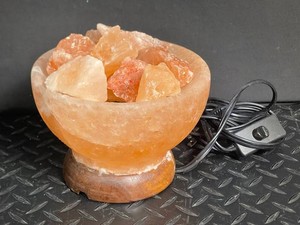 Himalayan Salt Bowl Lamp With Wooden Base