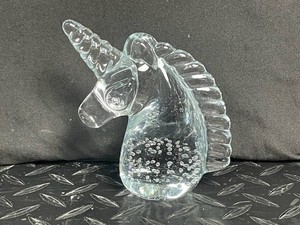 Clear Glass Unicorn Figurine With Bubble Design