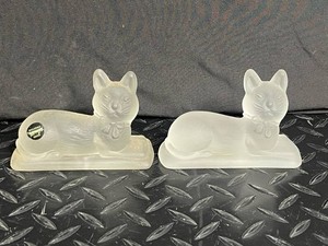 Frosted Glass Cat Figurines (Lot of 2)