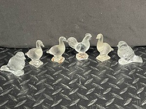 Clear Glass Bird Figurines - Ducks, Rooster & Songbirds (Lot of 6)