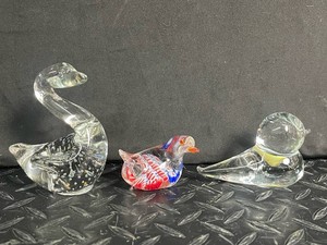 Glass Bird Figurines - Clear & Multicolor (Lot of 3)