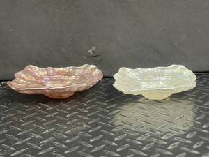 Iridescent Pressed Glass Dishes - Pink & Opalescent (Lot of 2)