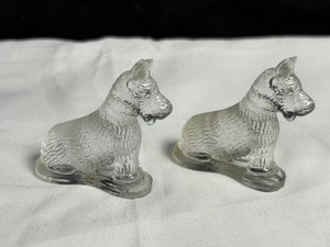 Pair of Clear Pressed-Glass Dog Figurines