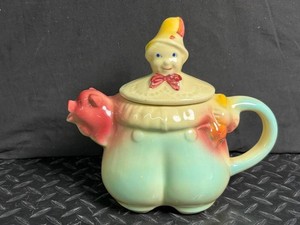Ceramic Pig and Elf Figural Teapot