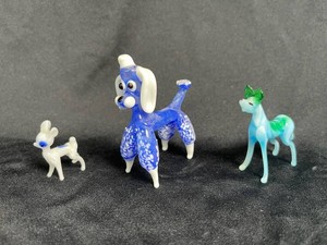 Decorative Glass Animal Figurines - Poodle, Dogs & Longhorn (Lot of 3)