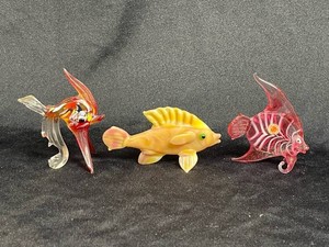 Hand-Blown Glass Fish Figurines - Red Barn Glass (Lot of 3)