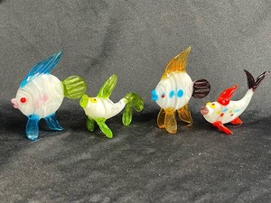 Blown Glass Fish Figurines - Assorted Designs (Lot of 4)