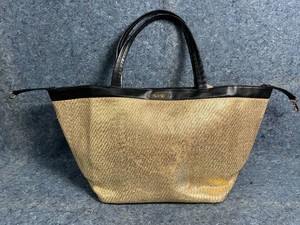 Versace Parfums Metallic Gold Woven Tote Bag