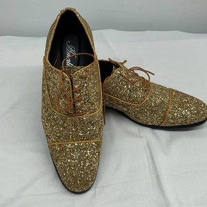 Mens Gold Glitter Lace-Up Dress Shoes Lawrence-035 Size 12