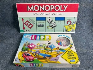 Monopoly, Game of Life & Dickens Village Mixed Lot