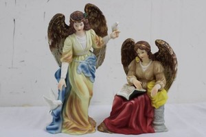 Owell Ceramic Angel Figurines With Doves and Book