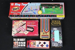 5-Piece Mixed Lot Ring Toss, Dominoes, Poker & Card Games