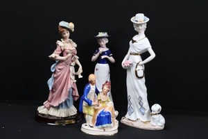 Giovanni & Assorted Lady Figurines Mixed Lot - 4 Pieces 9H