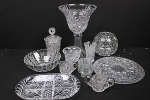 Clear Cut-Glass Serving & Decorative Pieces Mixed Lot (11 Pieces)